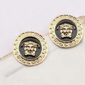 Gold-tone Round Medusa Earrings